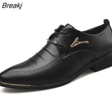Men'S Leather Formal Shoes Lace Up Dress Shoes Oxfords Fashion Retro Shoes Elegant Work Footwear Men Dress Shoes