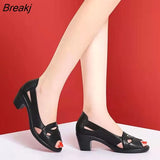 toe Sandals for Women High Heels Elegant Ladies High Heels Sandals Summer Woman Heeled Shoes Black Square Heel 6cm