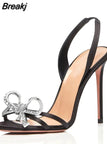 Butterfly Knot Sandals Woman Summer 2023 Back Strap Slingback Ladies Stiletto High Heel Dance Shoes Sexy Women