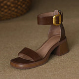 platform heels sandals Summer 2023 Thick with High-heeled Word with Sandals Simple Roman High Sandals Female Woman