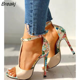 Women Sandals T-Strap High Heels Chaussures Femme Sexy Stripper Shoes 2023 New Peep Toe Summer Female Yellow Black Red