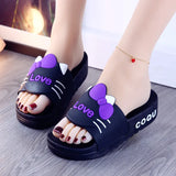 Summer High-heeled Thick Soled Slippers Women's Cute Cartoon Bear Heightening Sandals Shoes Woman Heels Summer Slipper