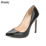 High Heels Pumps 12cm Tacones Pointed Toe Stilettos Talon Femme Sexy Ladies Wedding Shoes Black Heels Big