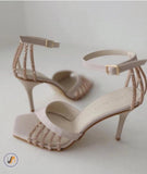 Women's New Rhinestone Sandals High Heels Strappy Sandals Women 2023 Summer Elegant Ladies Party Prom Bridal Wedding