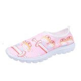 Cartoon Nurse Doctor Print Women Sneakers Slip on Light Mesh Shoes Summer Breathable Flats Shoes Zapatos