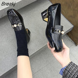 New Shoes Women Heels Leather Sandals Summer Heel Pearl Sandals Heel Leather Femme High Heels Mary Jane