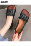 Women Flats Retro Shoes New Shallow Mouth Shoes Retro Slip On Fashion All-Match Women Shoes Women Casual Fashion Chaussure