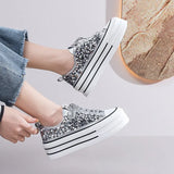 Nwe Women Canvas Shoes Spring/Summer New Student Sequins with Thick Bottom Flats Vulcanized Shoes Casual Running