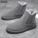 Men Boots Winter Men's Ankle Bootas Keep Warm Snow Boot Slip on Shoes Fashion Furry Shoes Casual Male Boots High Top Cotton
