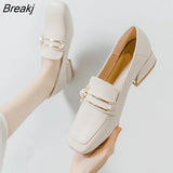 New Fashion Spring Women White Shoes Split Leather Short Heels Pumps Casual Loafers Shoes Women Slip-on shoes Size