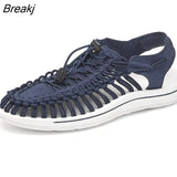 Sandals Men Handmade Weave Hollow Shoes Outdoor Non-slip Beach Sandals Lightweight Summer Women Sandalias Plus Size