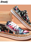 Up Graffiti Flats Women Fashion Non slip Casual Shoes Women loafers Plus Size 43 platform Shoes zapatos
