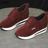 Shoes Women Casual Lace Up High Heels Female Wedges Sneakers Fashion Breathable Comfort Increase Within Shoes for