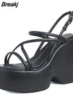 Wedge Heels Sandals For Women 2023 Summer Chunky Heeled Casual Ankle Strap Fashion Women Sandals
