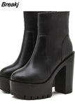Design Gothic Boots Square Heel Platform Chunky Women Ankle Boots 2023 New Autumn Sexy Elegant Woman Shoes