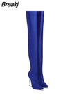 Women Sexy Over The Knee Boots Woman Pointed Toe Thin Heels Elastic Fabric Botas Mujer Autumn Winter Party Long