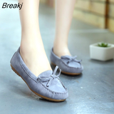 Women Shoes Spring 2023 Moccasin Loafers Luxury Flats Bow Tie Natural Soft Bottom Slip on Ladies Round Head Casual Slip-On