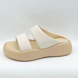 Summer New Simple Women Slippers Wearing Round Toe Open Toe Solid Color Thick Sole Slope Heel Comfortable Women's