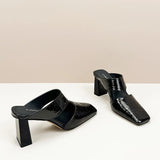 Breakj Thick Heel Back Empty Bag Head Half Slippers Women Wearing Square High Heel Sandals A Foot Pedaling Muller Cool