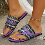 Women Sandals Bohemian Style Flats Slippers Summer Woman Open Toe Purple in Colour Beach Slides Flip Flops Ladies Shoes on