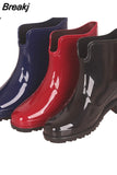 New Rubber Boots for Women PVC Ankle Rain Boots Waterproof Trendy Jelly Women Boot Elastic Band Rainy Shoes