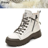 Autumn Winter Shoes Genuine Leather Fashion Boots for Women Thick Sole Warm Plush Women Ankle Boots Brand Ladies