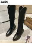 Flat Boots Shoes Sexy Thigh High Heels High Sexy Winter Footwear Round Toe Boots-Women Low Rubber Over-the-Knee Autumn