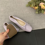Bow Knot Flats Slip On Casual Shoes Women Boat Ballet Flat Ballerina Soft Moccasins Female New Fashion Gold Sliver