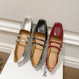 Spring New Women Shoes Fashion Square Toe Shallow Ladies Mary Jane Ballerinas Vintage Style Low-heeled Casual Single