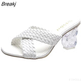 Women Cross Strap Summer Slides Shoes Ladies Mules Square Toe 2023 Indoor Ytmtloy House Zapatillas Casa