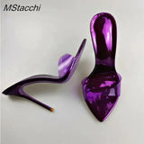 Transparent Shoes For Women's Sandals 2024 Summer Sexy Slippers Pointe Toe Thin Heels Stiletto Sandals Big Size Women