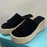 Transparency Slippers Women Leisure Wedges Shoes Peep Toe Platform Women Slippers Concise Ladies Thick Bottom Mules