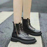 Ankle Boots Punk Style Footwear White Booties Biker Short Shoes for Women Combat with Laces Lace-up Y2k Sale Winter