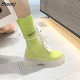 Women Ankle Boots Transparent Thick Sole Waterproof Ankle Boots Women Transparent Heel Booties Sexy Women Rain