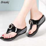 Women Shoes Summer Genuine Leather Beach Sandals Wedge Platform Slippers Flip Flops For Women Platform