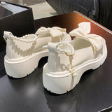 Women Thick Platform Mary Janes Lolita Shoes Party Pumps Summer New Sandals Bow Chain Mujer Shoes Fashion Oxford