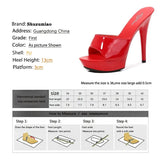 Women Slipper 2023 Summer Fine Heel 13cm Shoe Slipper Platform Patent leather Pumps Sexy Shoes Stripper Hihg Heels