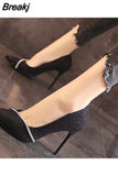 Women's High Heel Pumps Point Shallow Mouth High Heels Nightclub Sexy Stiletto Buckle Diamond Rhinestone Wedding Dress