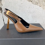 Gladiator Sandals Women High Heels Shoes Pointed Toe Shallow Pumps Strange Heels Runway Slingback Stiletto Sandals