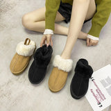 35-43 New Fashion Winter Plush Cotton Slippers Women Flats Shoes Platform Casual Home Suede Fur Warm Slingback Flip