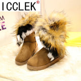 Women Slip on Flat Cotton Shoes Women Light Ankle Boots Female White 2023 Winter Super Warm Snow