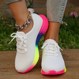 Fashion Rainbow Bottom Sneaker Women 2023 New Breathable Mesh Tennis Female Knitted Non Slip Running Shoes Plus Size