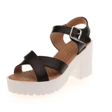 Size 45 Women Ankle Buckle High Heel Sandals Summer 2023 Fashion Platform Sandles Woman Thick Sole Gladiator Sandalias