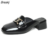 New Shoes Women Heels Leather Sandals Summer Heel Pearl Sandals Heel Leather Femme High Heels Mary Jane