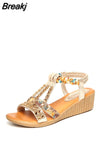 Summer Sandals 2023 Classic Bohemian Open Toe Roman Sandals Rhinestone Woman Fashion Trend Platform Wedge