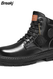Top Boots Men Leather Shoes Fashion Motorcycle Ankle Military Boots For Men Winter Boots Man Shoes Lace-Up Botas