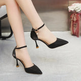 Solid Color High Heels Women's 2023 Summer New Girl Net Red Sexy One Word Buckle Casual Comfortable Shoes