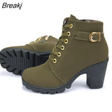 women shoes 2023 fashion solid lace-up ladies shoes women boots high heels shoes woman zipper ankle boots women