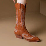 Female Shoes Women's Pionted Toe Boots 2023 New Chunky Heel Mid Calf Riding Boots for Women Fashion Ladies Cowboy