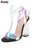 High Heeled Women Sandals 2023 New Fashion Spring Summer Simply Sandals Shoes European Style Fashion Buckle Strap